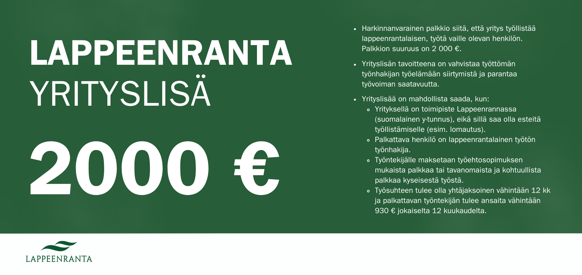 lappeenranta yrityslisä setelin kuva, vihreä 